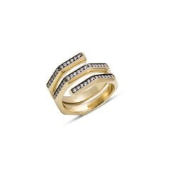 Amelie Üç Bantlı Renkli Taşlı Yüzük